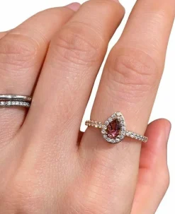 Bague or rose tourmaline et diamants