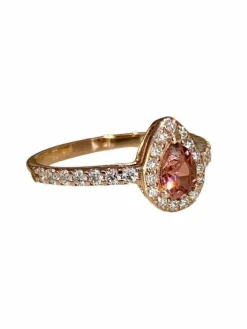 Bague or rose tourmaline et diamants
