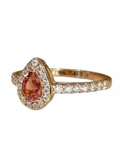 Bague or rose tourmaline et diamants