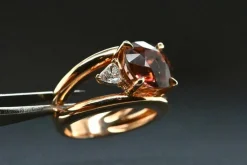 Bague Or Rose Tourmaline Rose Diamants Troïda
