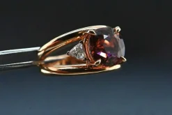 Bague Or Rose Tourmaline Rose Diamants Troïda