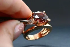 Bague Or Rose Tourmaline Rose Diamants Troïda
