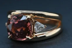 Bague Or Rose Tourmaline Rose Diamants Troïda