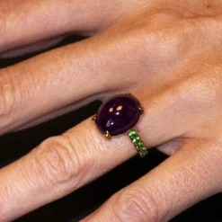 Bague Or Rose Tsavorite Rubis