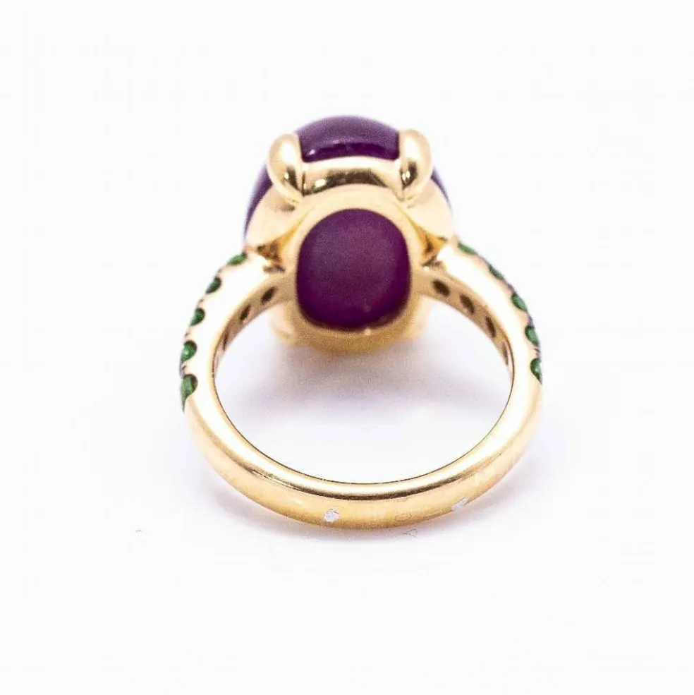 Bague Or Rose Tsavorite Rubis