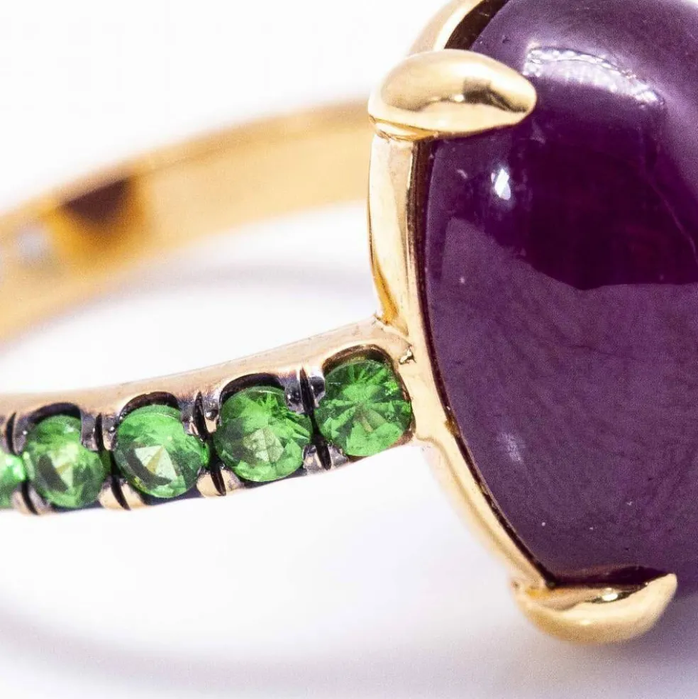 Bague Or Rose Tsavorite Rubis
