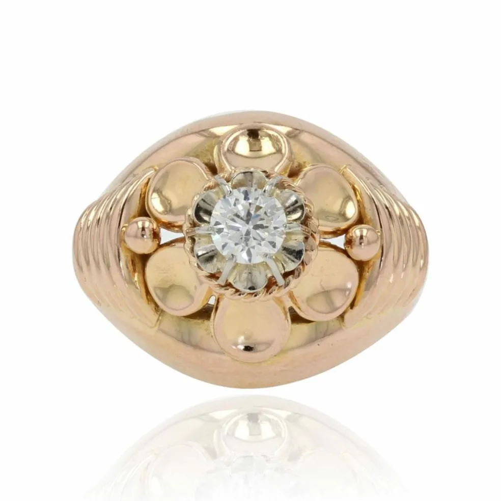 Bague or rose vintage diamant