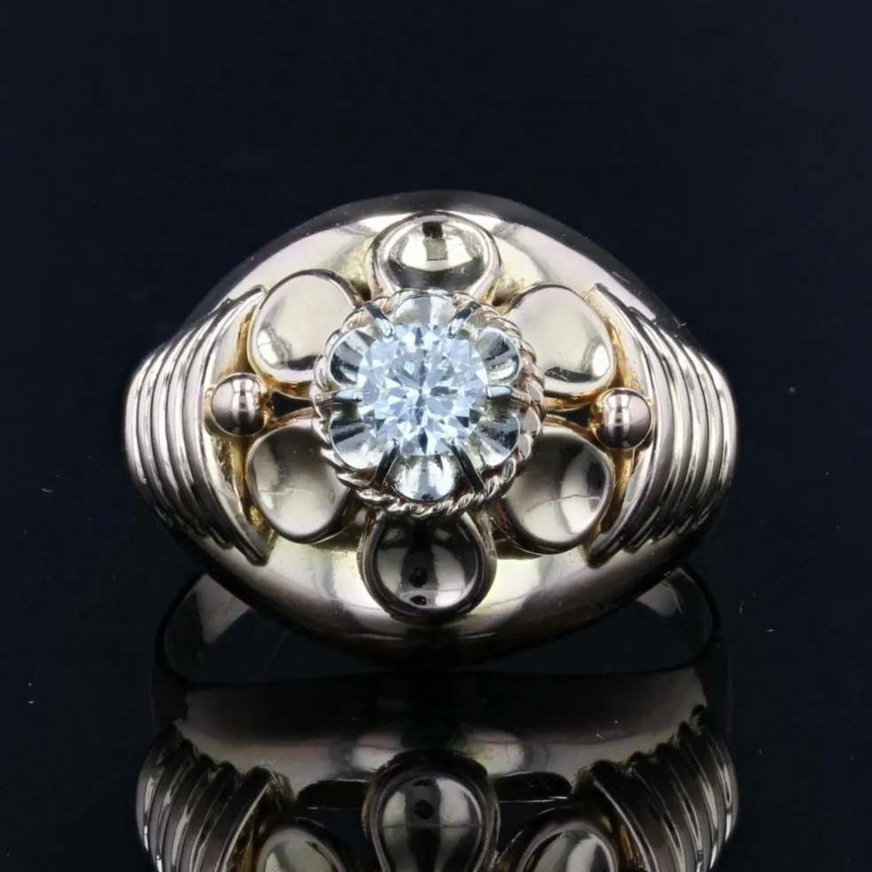 Bague or rose vintage diamant