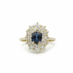 Bague or saphir diamants