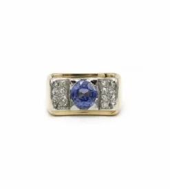 Bague or, saphir, diamants