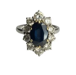 Bague or, saphir et diamants