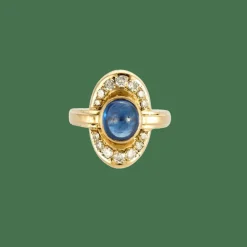 BAGUE OR SAPHIR ET DIAMANTS.