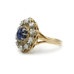 Bague or, saphir et diamants