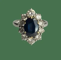 Bague or, saphir et diamants