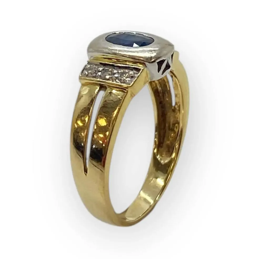 Bague or, saphir et diamants