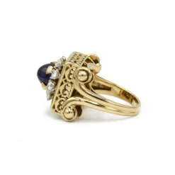 Bague or, saphir et diamants