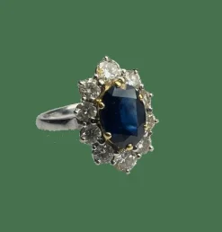 Bague or, saphir et diamants
