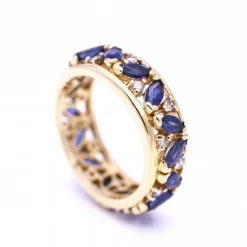 Bague or saphirs diamants