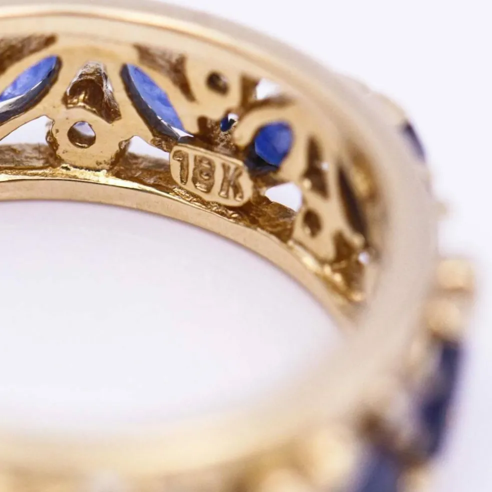 Bague or saphirs diamants