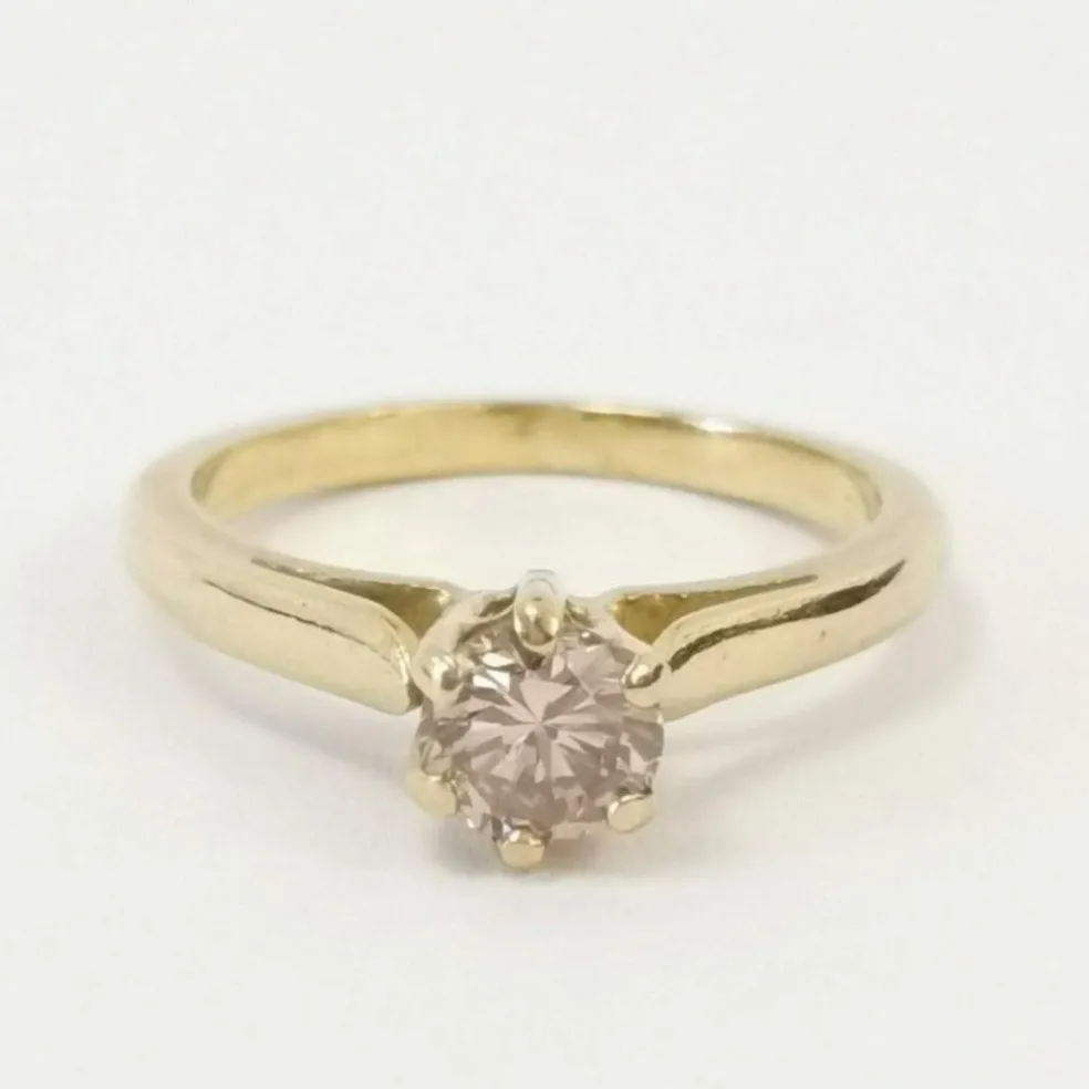 Bague Or Solitaire Diamant brun-rose 0.50ct
