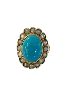 Bague Or Turquoise Perles