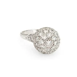 Bague orbe vintage en platine 1 ct pavé de diamants