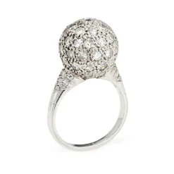 Bague orbe vintage en platine 1 ct pavé de diamants