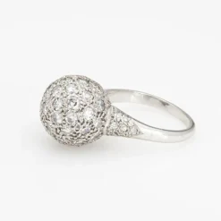 Bague orbe vintage en platine 1 ct pavé de diamants