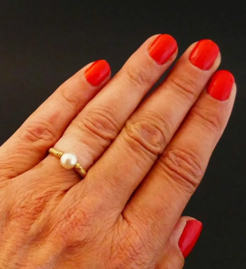 Bague Ornée d'Une Perle De Culture, Or