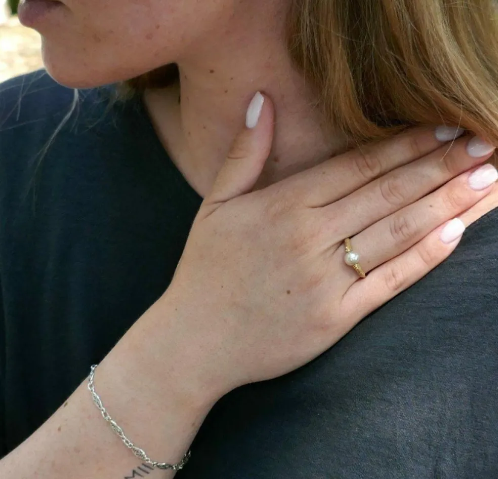 Bague Ornée d'Une Perle De Culture, Or