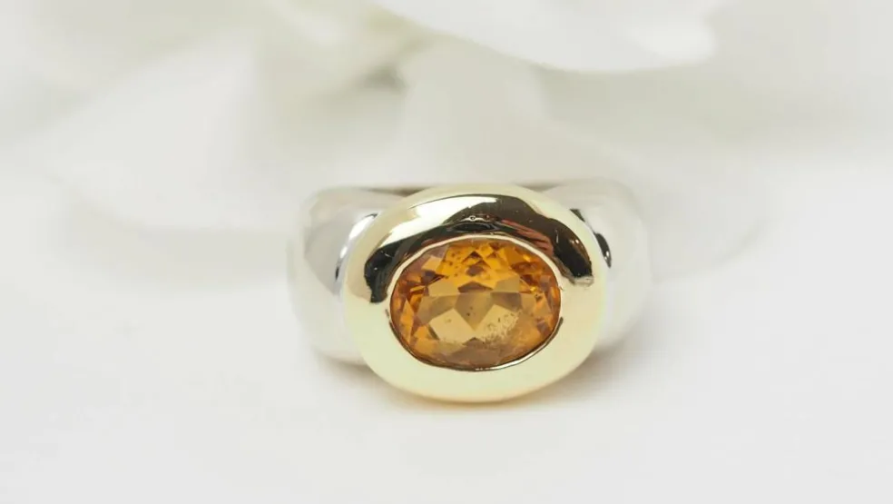 Bague ou citrine bicolore