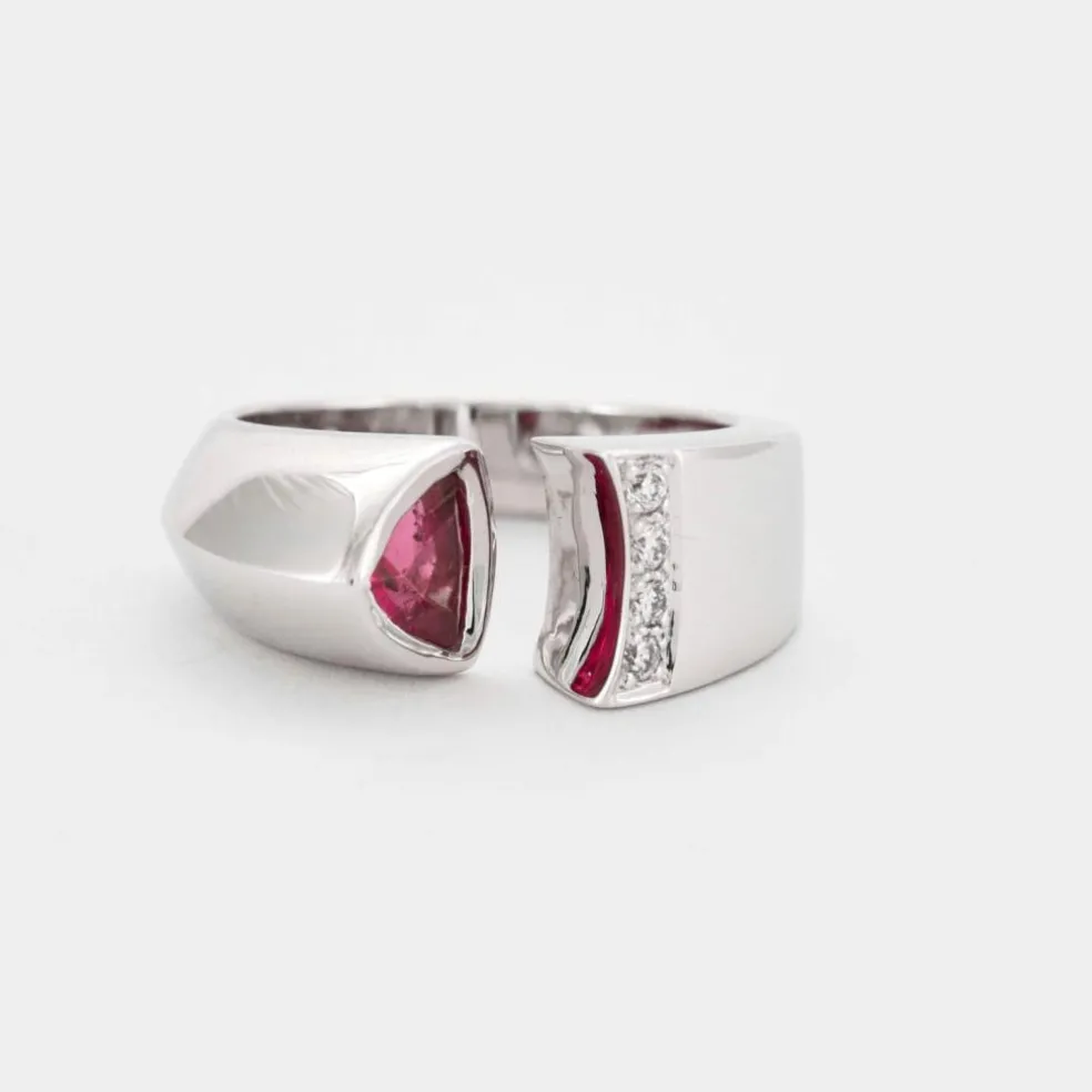 Bague ouverte Tourmaline rose Diamants