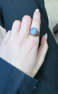 Bague ovale agate en or rose