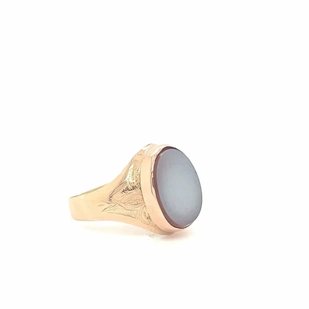Bague ovale agate en or rose