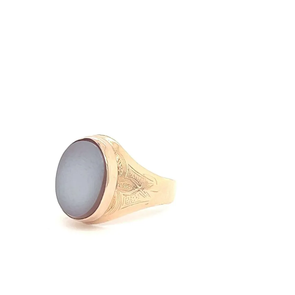 Bague ovale agate en or rose