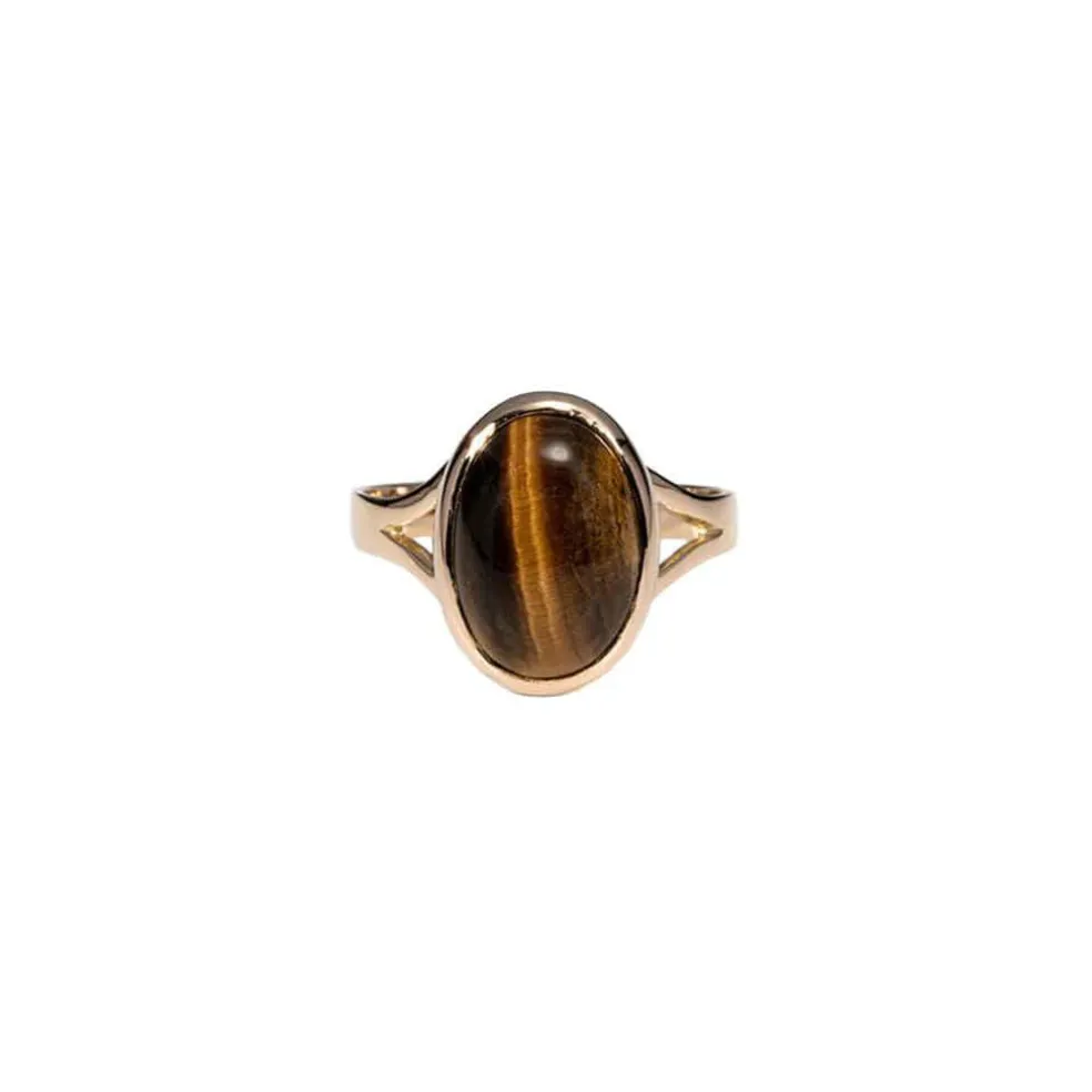 Bague ovale avec oeil de tigre