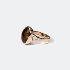 Bague ovale avec oeil de tigre