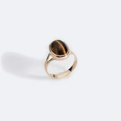 Bague ovale avec oeil de tigre