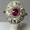 Bague ovale rubis & diamants