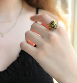 Bague Panthère en Or jaune & émail