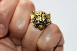 Bague Panthère en Or jaune & émail