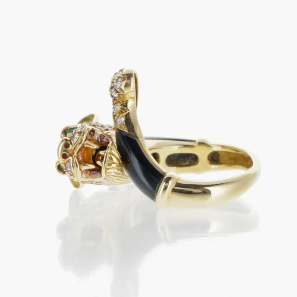 Bague Panthère Or Jaune Diamants et Onyx