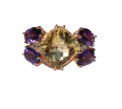 Bague Papillon citrine, améthystes, diamants