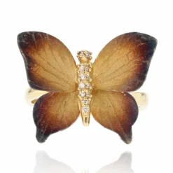 Bague papillon en émail et diamants