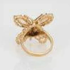 Bague papillon opale vintage des années 70 en or jaune
