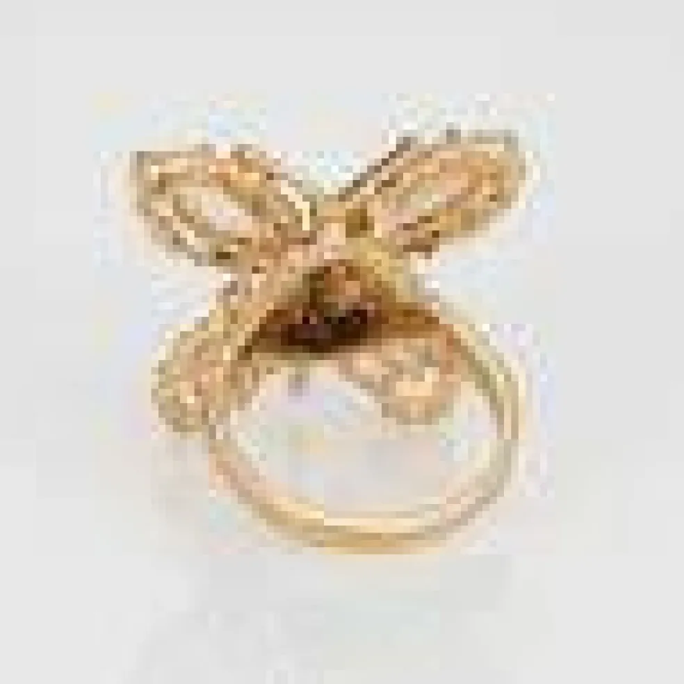 Bague papillon opale vintage des années 70 en or jaune