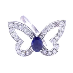 Bague papillon or blanc et diamants