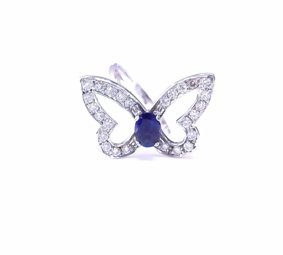 Bague papillon or blanc et diamants