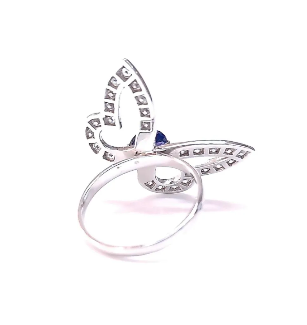 Bague papillon or blanc et diamants