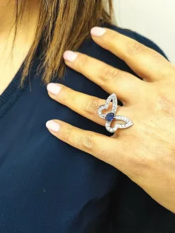 Bague papillon or blanc et diamants